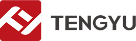 Logo of tengyu featuring a red square with a white stylized arrow and the word "tengyu" in gray capital letters.