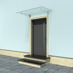 Kit copertină ușă de sticlă, cu suport din oțel inoxidabil