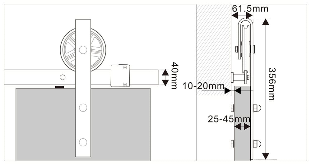 Face Mounting Sliding Big Wheel Barn Door Hardware - Image 5