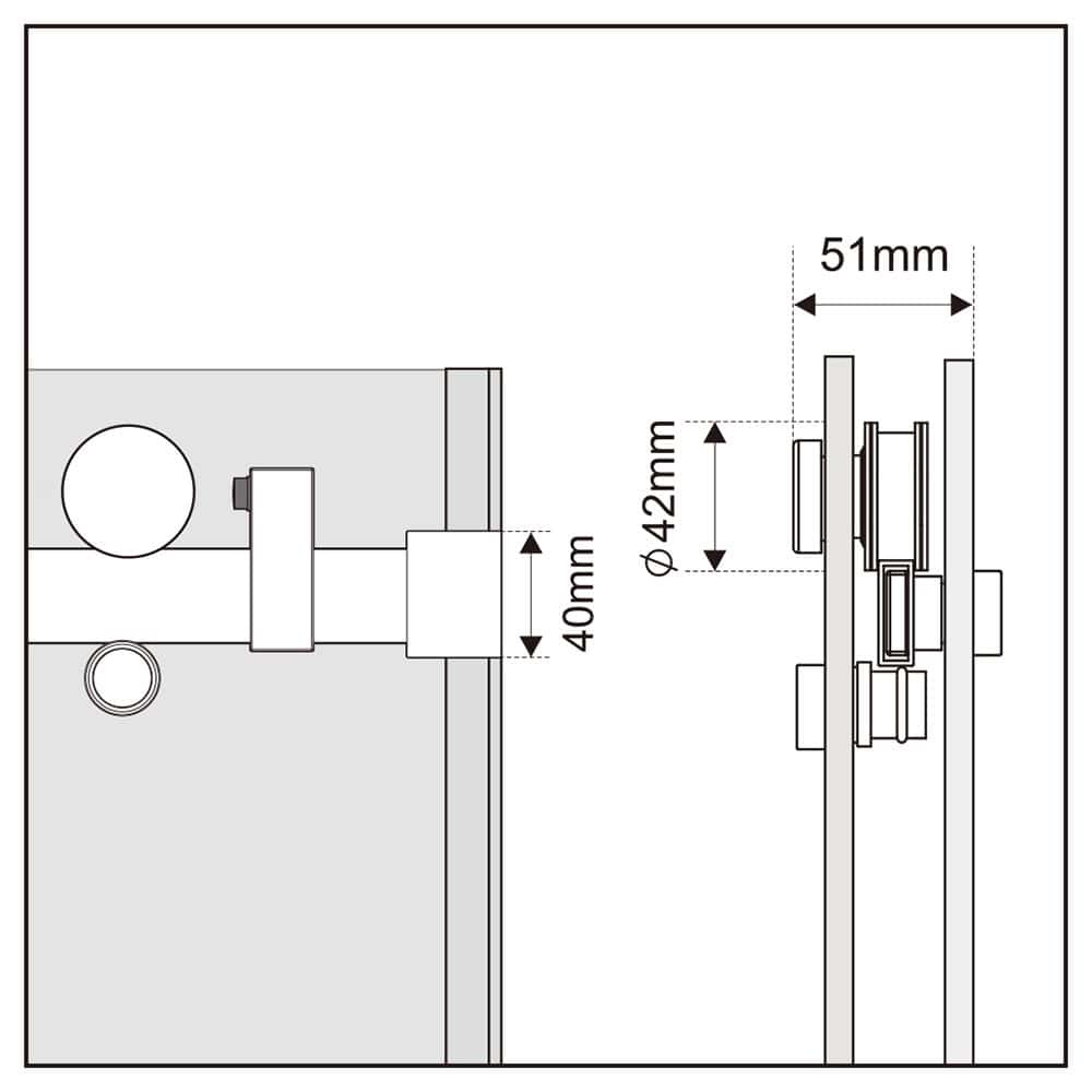 High-quality sliding door hardware with precise measurements and durable materials for modern home design. Suitable for sleek, space-saving interior doors, enhancing aesthetic appeal and functionality.