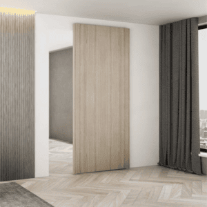 Elegant hidden barn door hardware featuring aluminum concealed track for seamless installation and clean aesthetic.