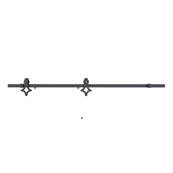 Barre horizontale avec deux fixations de serrage réglables pour le montage d'équipements techniques, avec forme rhombique, matériel de style suspendu, isolée sur fond blanc.