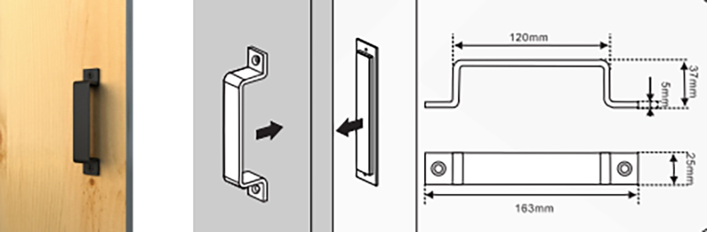 black flush long base handles