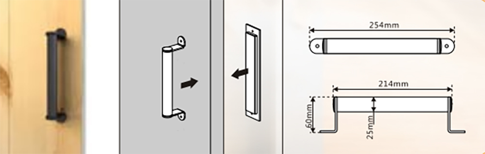 black flush long base handles