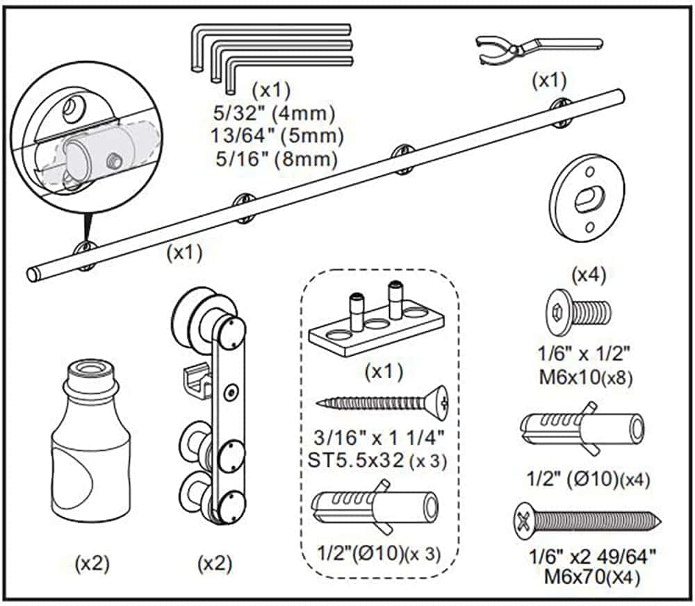 Durable stainless steel grab bar mounting hardware with screws and wall anchors for bathroom safety. Compatible with Tengyu and home improvement projects, ensuring secure installation and added support.