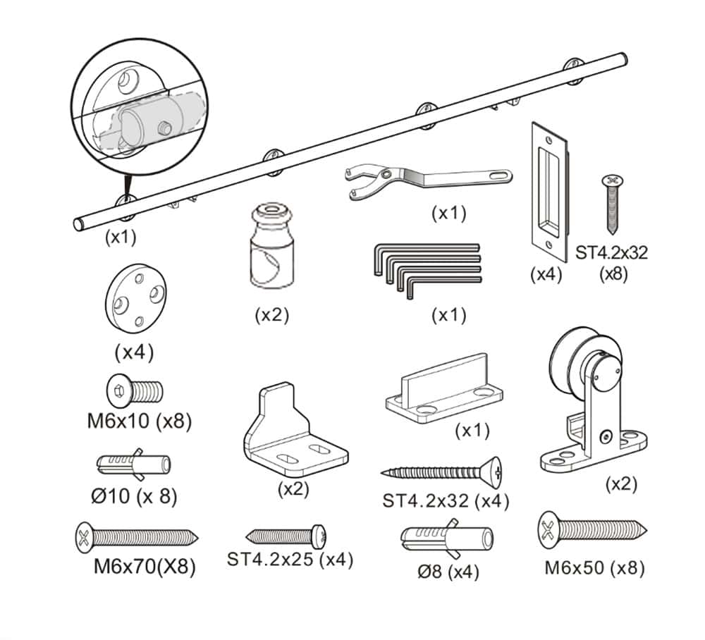 High-quality hardware and tools for Tengyu home furniture assembly. Includes screws, brackets, wrenches, and mounting parts for durable, stylish furniture setup.