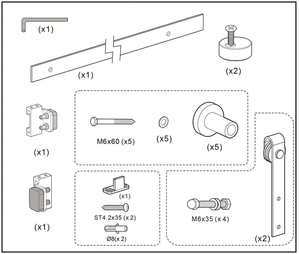 Detailed diagram of Tengyu security hardware assembly components for secure door installation.