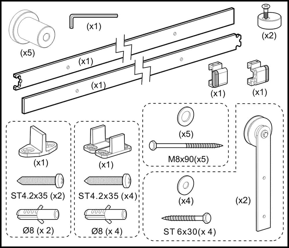 Flat Track Sliding Door Hardware, 35mm×5mm - Image 6
