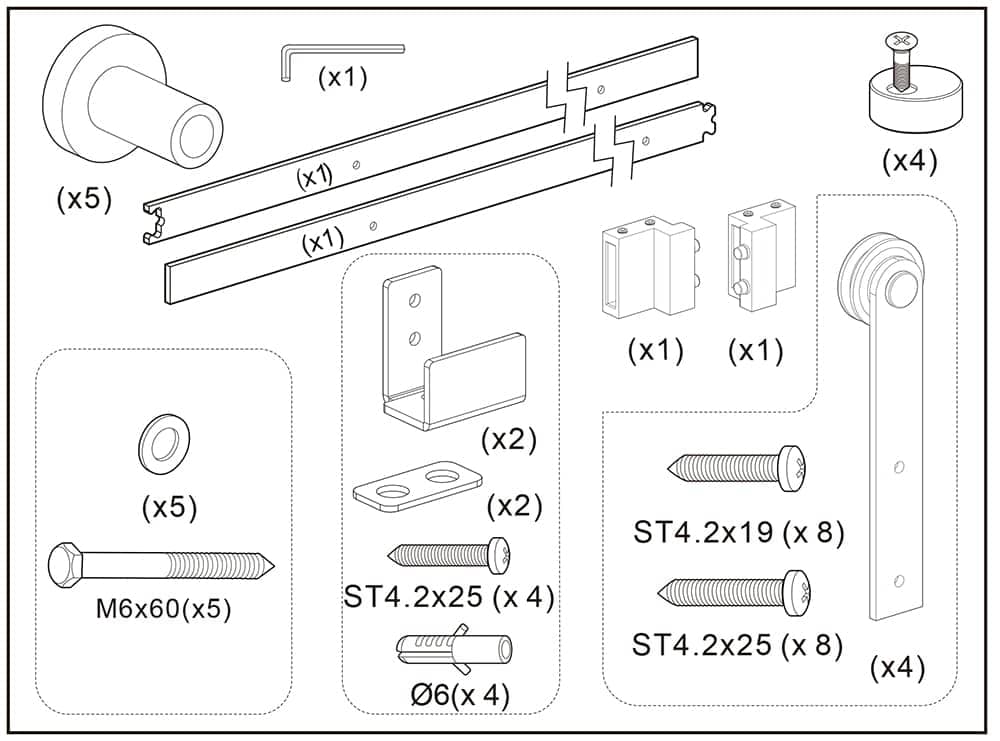 Cabinet Door Sliding Hardware, Face Mounted Style - Image 8