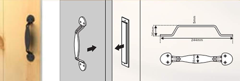 black flush long base handles