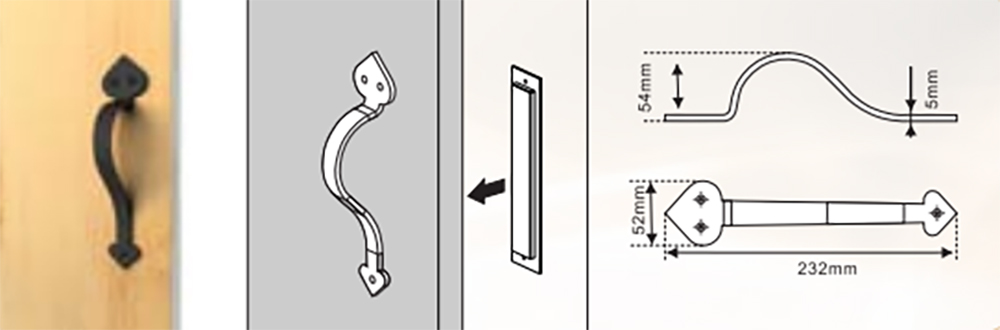 black flush long base handles