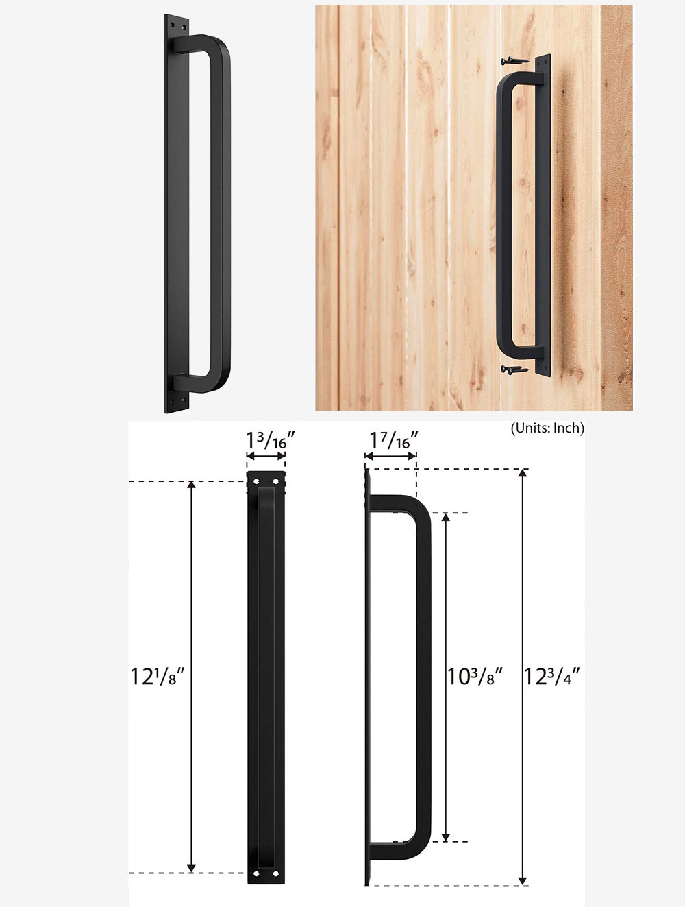 black flush long base handles