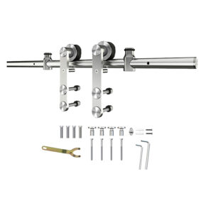 Système de porte coulissante de montage de visage d'acier inoxydable pour les portes en bois de cadre en métal de portes