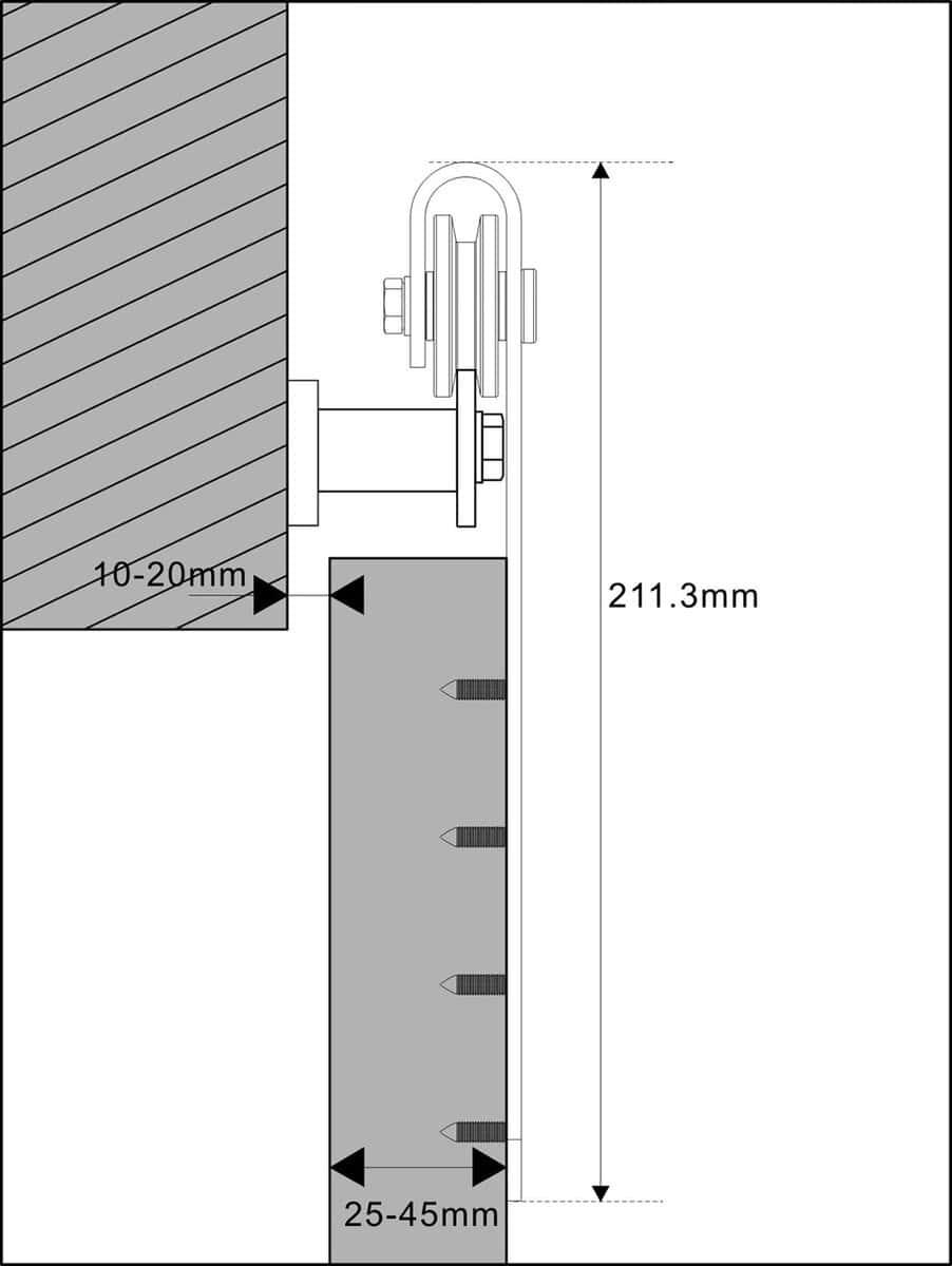 Precision measurement for mounting depth and spacing in hardware setup.