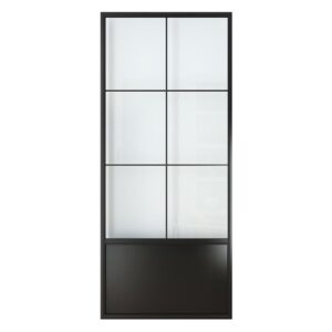 36 Zoll x 84 Zoll 6 Lites LPP-Stil vormontiertes Scheunentor mit schwarzem Stahlrahmen und gehärtetem Klarglas