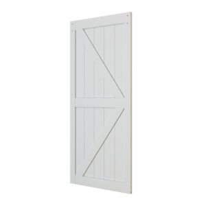 36in x 84in Knocked Down Version K Sstyle White DIY Assembly Wooden Barn Door