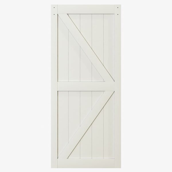 36in x 84in Knocked Down Version K Sstyle White DIY Assembly Wooden Barn Door