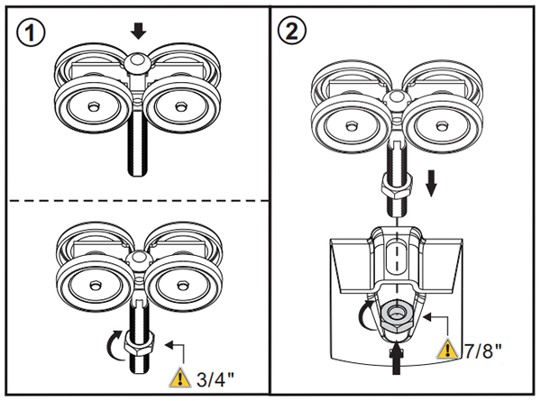 Slide connector bolt through center hole of hanger,