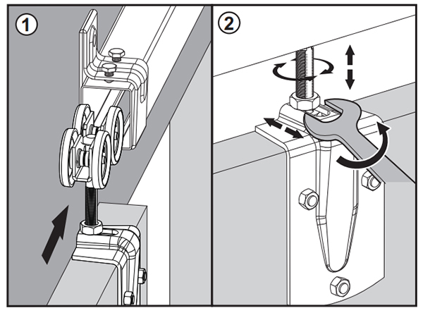 Schuif de hangers in de boxrail