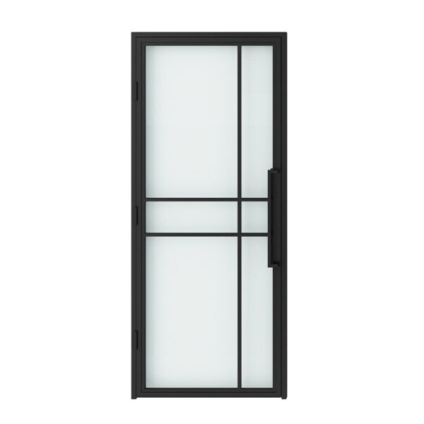 Puerta batiente de vidrio con marco de acero, nuevo estilo 2
