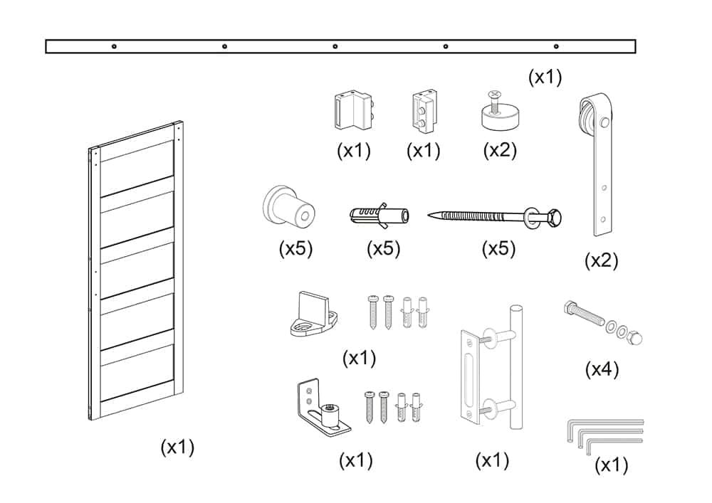 Wall mount hardware components for Tengyu installation.