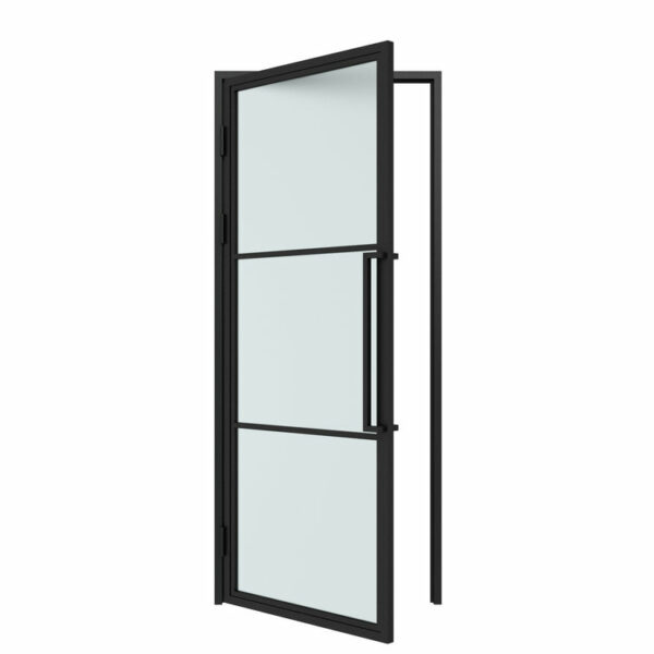 Wholesale Black Steel Frame Swing Barn Door with Glass - Tengyu