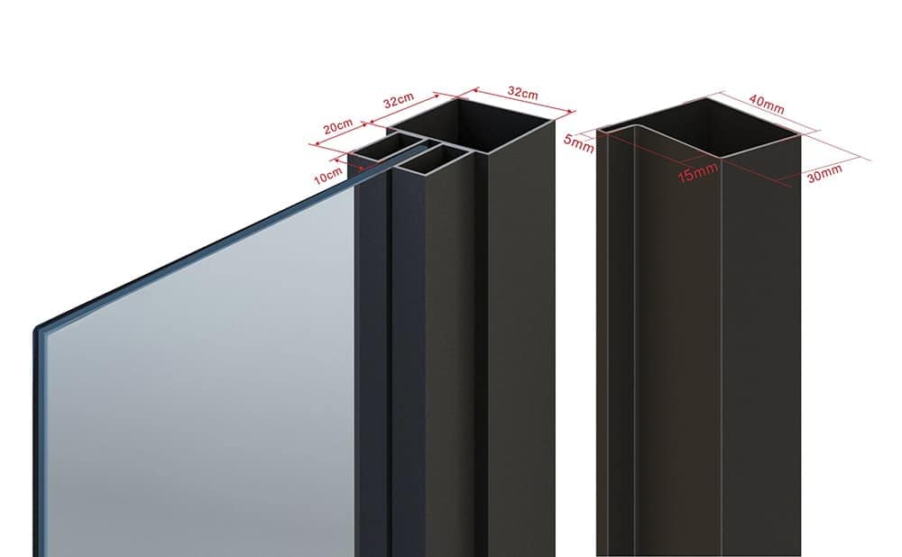 High-quality black frame with sleek design; ideal for bathroom or bedroom decor focusing on contemporary style and durability.