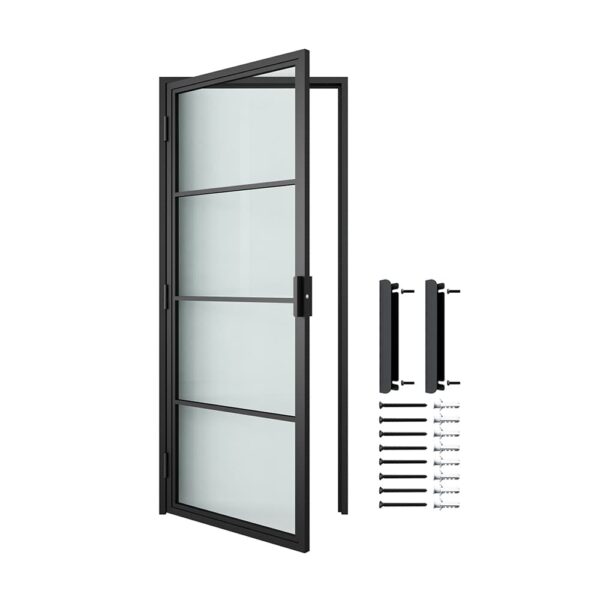 Steel Door with Glass, Loft Style, 4 lites, Swinging Door 2