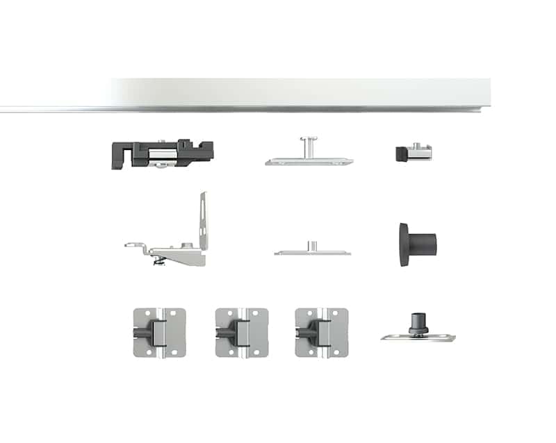 High-quality black and silver sliding door hardware fittings for home and commercial use.