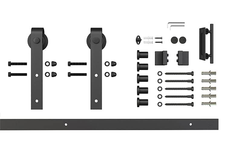 High-quality sliding door hardware with durability and smooth operation, including rollers, brackets, screws, and installation accessories for home improvement.