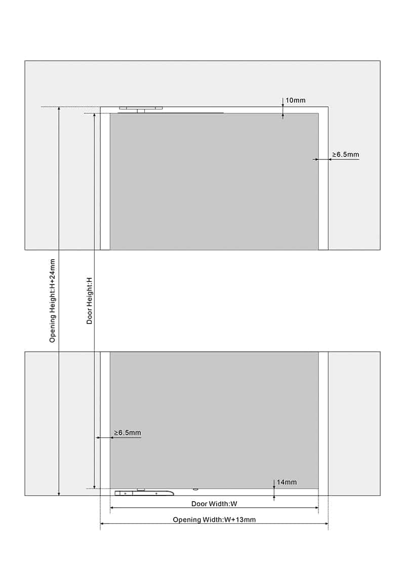 Detailed technical drawing of a door setup from Deepblue showing dimensions, structure, and specifications for custom interior or exterior doors.