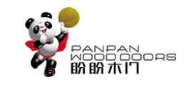 PanPan Wood Doors logo with a cartoon panda holding a yellow circle, text in English and Chinese, from a top door window supplier.