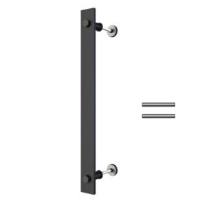 American Vintage Black Barn Door Handle, visat med två skruvar på en vit bakgrund, är perfekt för din skjutdörr.