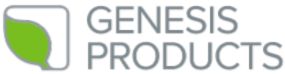 Logo: green leaf in a square; "Genesis Products" in gray caps. Renowned interior door makers, their 2024 designs promise elegance.