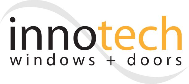 Innotech Windows + Doors logo shows "inno" in black, "tech" in orange, with a gray swoosh background.