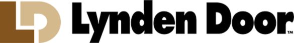 Lynden Door's logo features stylized "LD" in tan and gold, followed by black text. Top interior door brand for 2024, setting design trends.