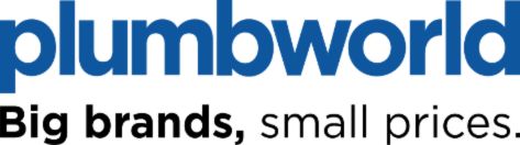 Plumbworld 2024: "Big brands, small prices" in sleek blue and black text; featuring top Shower Door Brands worldwide.