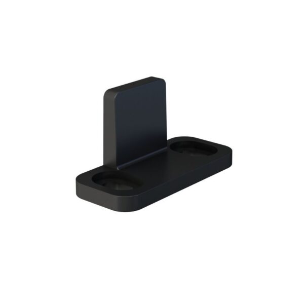 Durable Floor Guide for Non-Groove Sliding Doors with sturdy black plastic bracket and two circular cutouts on a rectangular base.