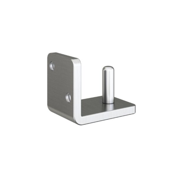 Introducing the Premium Brushed Nickel Floor Guide for Heavy Sliding Barn and Interior Doors, with a sturdy dual-hole metal bracket.