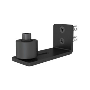 Silent-Glide väggfäste med cylindrisk fäste och skruvar för enkel installation, idealisk för 35 mm-45 mm skjutdörrar.