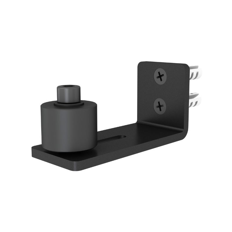 Silent-Glide Wall Bracket with cylindrical attachment and screws for easy installation, ideal for 35mm-45mm sliding doors.