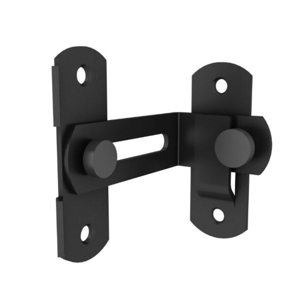 Premium black powder coated sliding barn door lock for interiors, anti-corrosion and two mounting plates for lasting durability.