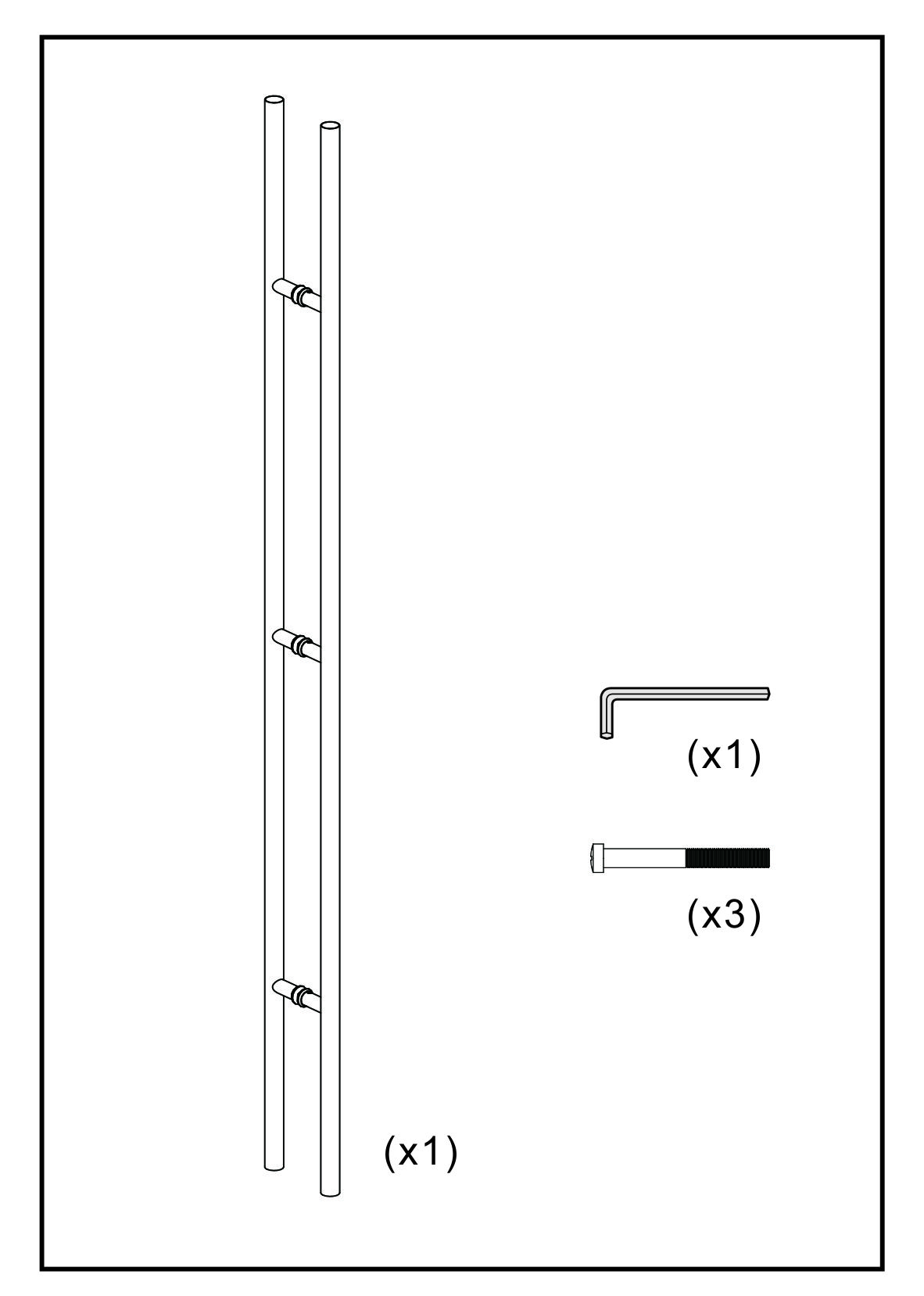 Stainless steel push-pull handle for sliding barn doors, 60" pole, clamps, Allen wrench & screws. Ideal for installation.