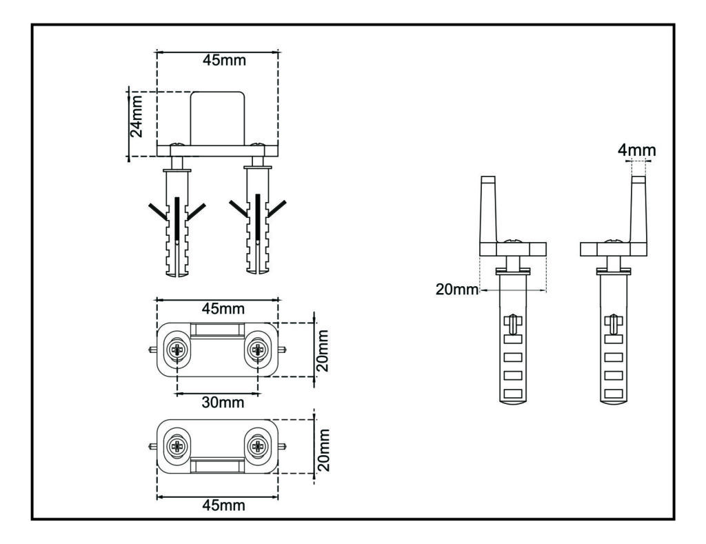 Technical drawing of a Durable Adjustable Floor Guide for Heavy Duty Sliding Doors. Includes multi-view perspectives and dimensions in mm.