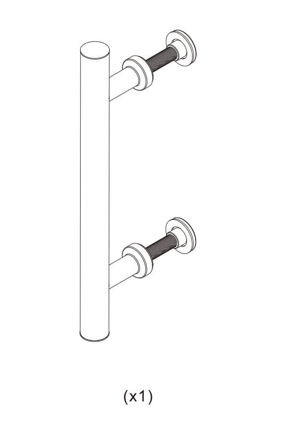 High-quality satin stainless steel single-side door pull handle, with customizable length and two brackets. Marked "(x1)".