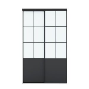 48 Zoll große, platzsparende, gewölbte Schranktür mit schwarzem Stahlrahmen, Gitterscheiben und Glas; langlebig, modern und perfekt für jeden Raum.