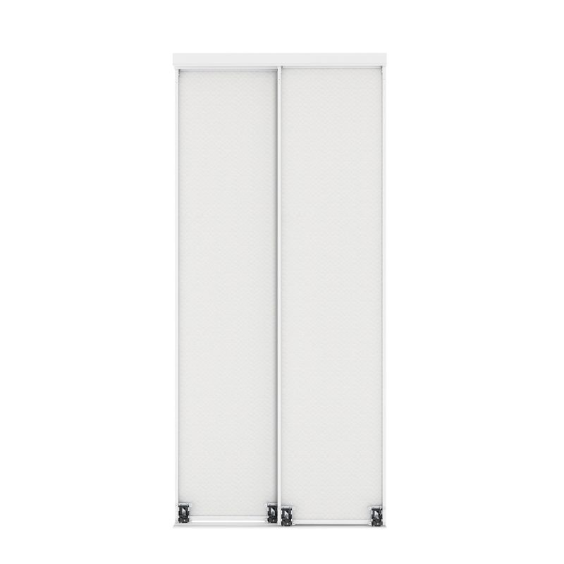 The 48" steel frame mirror closet door is a durable, white sliding door with two panels and bottom roller fittings for easy installation.