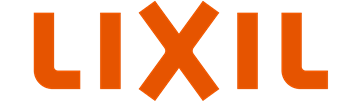 Logo LIXIL : capuchons orange vif sur fond blanc, représentant l'un des 10 premiers fabricants mondiaux de portes.