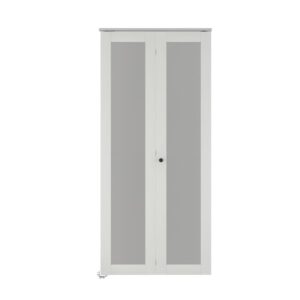 Ușa pliantă din MDF, cu geam mat, de 91 cm x 203 cm, are un stil modern, panouri mate și un set de accesorii pentru acces facil.