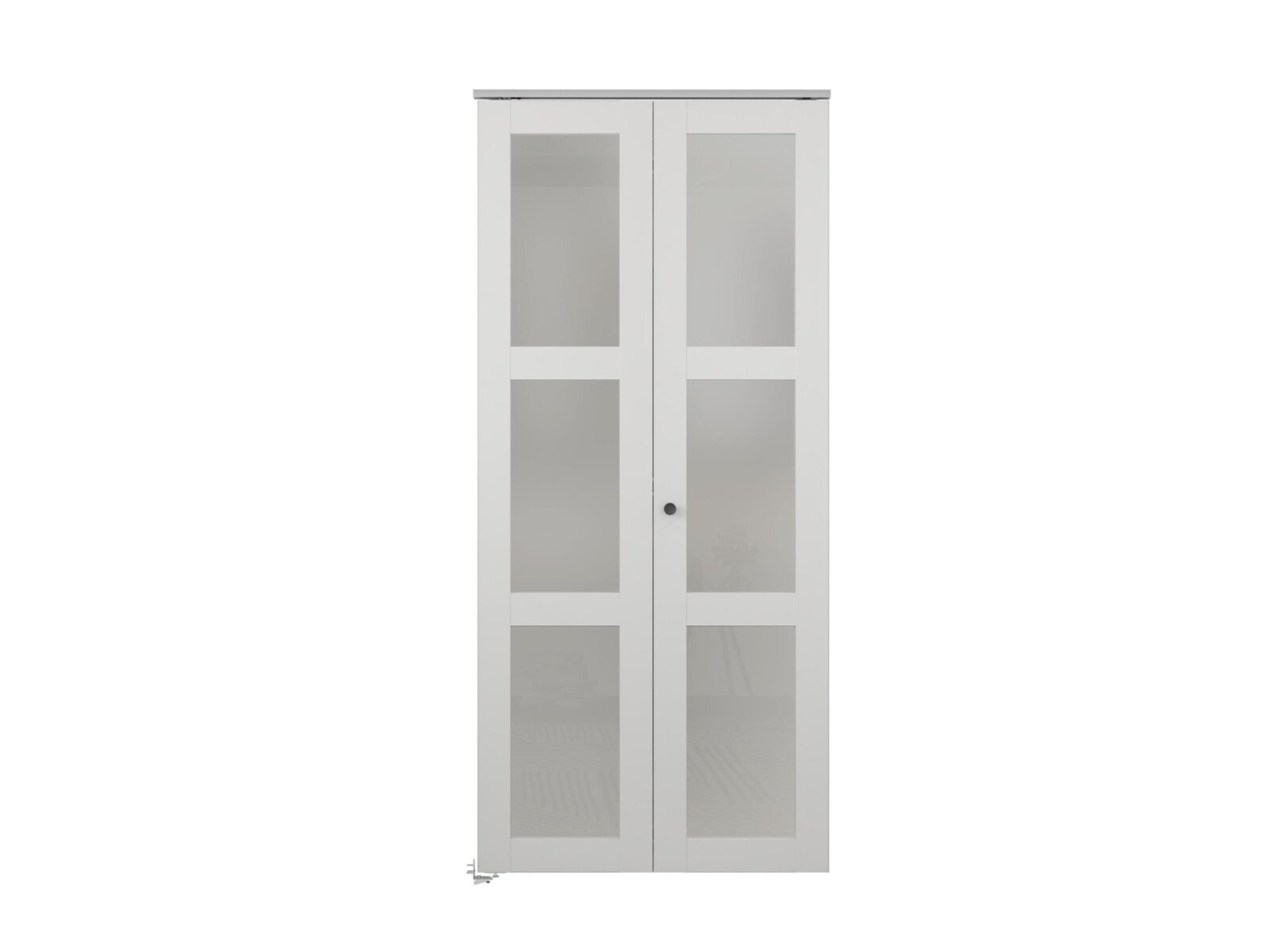 Bi-fold interior door with frosted glass panels, ideal for space-saving solutions in home interiors, featuring a 36-inch width and 80-inch height, perfect for bedrooms or closets.